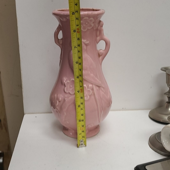 Retro Art Pink Vase Cockatoo Parrot Bird & Dogwoo - Picture 2 of 5